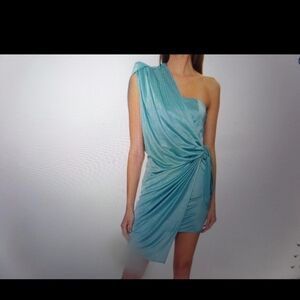 RARE Azulu Columbia Tilaran One Shoulder Mini Wrap Dress size S Mint